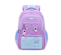 Générique Sac à dos d'école léger en tissu imperméable avec plusieurs compartiments, joli motif dessin animé pour garçons et filles Passeport Et Étiquette De Bagage (Purple, One Size)