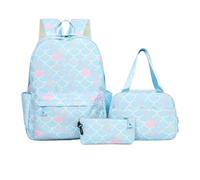 Générique Sac à dos dégradé étudiants avec à lunch et trousse Ensemble pratique pour collège lycée - camping tissu imperméable finition ignifuge uniforme scolaire (Blue, One Size)