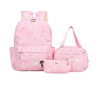 Générique Sac à dos dégradé étudiants avec à lunch et trousse Ensemble pratique pour collège lycée - camping tissu imperméable finition ignifuge uniforme scolaire (Red, One Size)