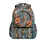 Générique Sac à dos en bois bleu avec attrape-rêves pour filles, garçons, enfants, étudiant, sac à dos pour ordinateur portable, voyage
