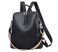 Générique Sac à dos en cuir décontracté style collège imperméable pour filles sac à dos scolaire léger avec compartiment ordinateur portable et chargeur USB (Black, One Size)
