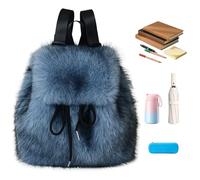 Générique Sac À Dos En Faux Cheveux - Sac À Cordon En Fourrure 29 Cm | Mini À Bandoulière Léger En Peluche D'hiver | À Dos De Mode Mignon Pour Femmes Filles Voyage Quotidien École En Plein Air Nous
