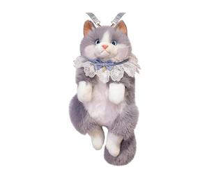 Générique Sac à dos en peluche chat - Violet, mignon, doux et compact | Sac à dos scolaire pour, peluche animal, de transport pour, pour garçons, filles, adolescents, élèves du primai