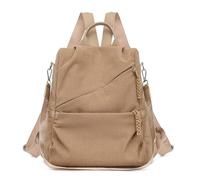 Générique Sac à dos en velours côtelé élégant, couleur unie, avec poches, idéal pour l'université, l'automne et l'hiver, pour une journée décontractée. (Khaki, One Size)