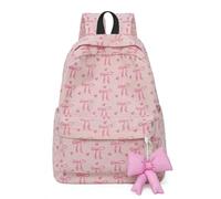 Générique Sac à Dos en Velours Côtelé Imprimé Noeuds & Cœurs, Sac Scolaire Mignon pour Fille, Sac à Dos Décontracté avec Pendentif Noeud, 4 Coloris Disponibles