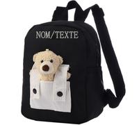 Générique Sac à Dos Enfant 3-12 Ans Personnalisés avec Noms - Cartable Primaire Maternelle avec Grande Capacité Sac a Dos Cadeaux de Rentrée pour Filles Garçons,Imperméable Réglable (Noir)