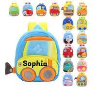 Générique Sac à Dos Enfant 3D Personnalisable, Design Véhicule de Construction, Broderie Personnalisée, Matériau Doux, Fermeture à Glissière Durable, Pour École Maternelle et Primaire (Bulldozer)
