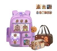 Générique Sac à dos enfant capybara, Cartable capybara, Cartable kawaii de dessin animé pour garçon et fille, Bandoulière réglable, Livré avec une trousse et un sac à lunch, Nouveau semestre cadeau