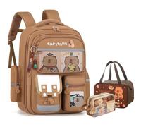Générique Sac à dos enfant capybara, Cartable capybara, Cartable kawaii de dessin animé pour garçon et fille, Bandoulière réglable, Livré avec une trousse et un sac à lunch, Nouveau semestre cadeau
