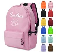 Générique Sac a Dos Enfant Personnalisé Prenom, Cartables D'école Fille & Garcon pour Ecole Primaire Secondaire Lycée, Brodé Toile Sac à Dos Enfant Personnalisable (Rose, Grand)