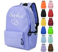 Générique Sac a Dos Enfant Personnalisé Prenom, Cartables D'école Fille & Garcon pour Ecole Primaire Secondaire Lycée, Brodé Toile Sac à Dos Enfant Personnalisable (Violet, Moyen)