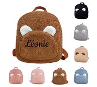 Générique Sac a Dos Enfant, Petit Sac à Dos Bebe, Avec Nom Brodé, Mini Cartable Maternelle pour Fille et Garcon, Ours Teddy Doux, pour École, Crèche et Voyage