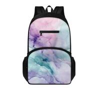 Générique Sac à Dos Enfant Poudre Vert Violet Cartable Pour Enfants Avec Multiples Poches De Rangement, Sac à Dos Durable et Anti-Déchirures Pour Livres et Fournitures Scolaires,