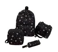 Générique Sac à Dos Fleuri Casual pour Écoliers et Étudiants Imprimé Botanique Léger Bretelles Confortables Usage Quotidien Scolaire et Universitaire (Black, One Size)
