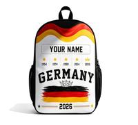 Générique Sac à dos football Germany 2026 personnalisable avec nom - Idée cadeau design équipe nationale pour hommes et femmes supporters, sac cartable léger pour voyage école jour match sportif