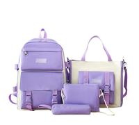 Générique Sac à dos grande capacité pour femmes, lycéennes, étudiantes, en plein air, avec ensemble de 4 pièces, léger et durable (Purple, One Size)