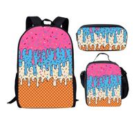 Générique Sac à dos imprimé trois pièces rentrée des classes pour élèves du primaire avec crayon et à goûter design joli adapté à l’usage quotidien (One Size)