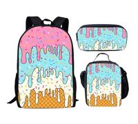 Générique Sac à dos imprimé trois pièces rentrée des classes pour élèves du primaire avec crayon et à goûter design joli adapté à l’usage quotidien (One Size)