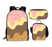 Générique Sac à dos imprimé trois pièces rentrée des classes pour élèves du primaire avec crayon et à goûter design joli adapté à l’usage quotidien (One Size)