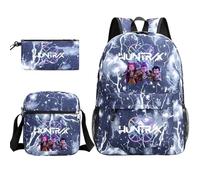 Générique Sac à Dos K-Pop DE-Mon H-Hunters - Huntrix Cartable Scolaire Imperméable 3 Pièces pour Collège/Lycée - Sac Bandoulière + Trousse - pour Garçon Fille Fans de K-Pop