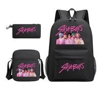 Générique Sac à Dos K-Pop DE-Mon H-Hunters - Huntrix Cartable Scolaire Imperméable 3 Pièces pour Collège/Lycée - Sac Bandoulière + Trousse - pour Garçon Fille Fans de K-Pop