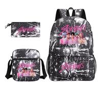 Générique Sac à Dos K-Pop DE-Mon H-Hunters - Huntrix Cartable Scolaire Imperméable 3 Pièces pour Collège/Lycée - Sac Bandoulière + Trousse - pour Garçon Fille Fans de K-Pop