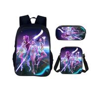 Générique Sac à Dos K POP DE-MON HUNTERS, H-Huntrix Cartable Scolaire Imperméable 3 Pièces pour Collège/Lycée - Sac Bandoulière + Trousse - Pour Garçon Fille Fans de K-pop