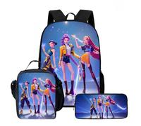 Générique Sac à Dos K POP DE-MON HUNTERS - Huntrix Cartable Scolaire Imperméable 3 Pièces pour Collège/Lycée, Sac Bandoulière + Trousse - Pour Garçon Fille Fans de K-pop