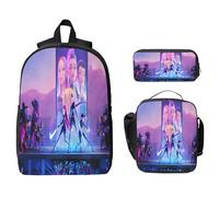 Générique Sac à Dos K POP DE-MON HUNTERS - Huntrix Cartable Scolaire Imperméable 3 Pièces pour Collège/Lycée - Sac Bandoulière + Trousse, Pour Garçon Fille Fans de K-pop Rumi/Mira/Zoey