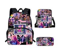 Générique Sac à Dos K POP DE-MON HUNTERS, Huntrix Cartable Scolaire Imperméable 3 Pièces pour Collège/Lycée - Sac Bandoulière + Trousse - Pour Garçon Fille Fans de K-pop Rumi/Mira/Zoey