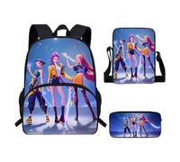 Générique Sac à Dos K POP DE-MON HUNTERS, Huntrix Cartable Scolaire Imperméable 3 Pièces pour Collège/Lycée - Sac Bandoulière + Trousse - Pour Garçon Fille Fans de K-pop Rumi/Mira/Zoey