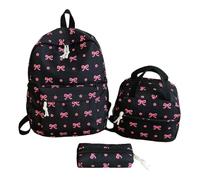 Générique Sac à Dos Léger avec Noeud Papillon Patchwork pour Étudiantes, Sac à Dos Décontracté pour Collège et Université, Sac à Dos Quotidien avec Compartiment Principal (30cmx40cmx12cm)