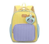Générique Sac à dos léger pour enfants, cartable d'école durable et confortable avec motif à blocs de couleurs pour garçons et filles, idéal pour l'école primaire et le collège. (Yellow, One Size)