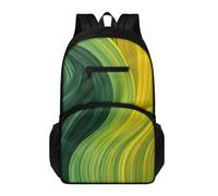 Générique Sac à Dos Lignes Vertes Foncées Jaunes Lycee Ado Fille Garçon Scolaire Léger Cartable College Primaire Sac D'École Voyage, Pour Vie Scolaire et Vie Quotidienne
