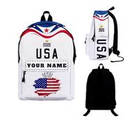 Générique Sac à Dos Personnalisable Football 2026 avec Prénom et Drapeau National, Sacs à Dos sur Le Thème du Football 2026, Sac a Dos Homme Femme Étudiants, Idéal pour École Bureau Et Voyages