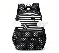 Générique Sac à Dos Pour Filles，Sac à Dos Est Mignon Et Joli, DéCoré D'éToiles, De Rayures Et D'Ailes En 3D, Et Est Parfait Pour Les Filles Qui Veulent Faire Du Shopping Ou Aller à L'éCole. (Noir)