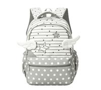 Générique Sac à Dos Pour Filles，Sac à Dos Est Mignon Et Joli, DéCoré D'éToiles, De Rayures Et D'Ailes En 3D, Et Est Parfait Pour Les Filles Qui Veulent Faire Du Shopping Ou Aller à L'éCole. (Gris)
