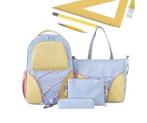 Générique Sac À Dos Scolaire - 4 Pièces Cartables Collège Lycée,Organisation Fournitures Scolaires Range Cahiers Trousse Classique Design Voyage Quotidien Fille Cours College Shopping Sortie