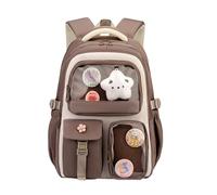 Générique Sac à dos scolaire élégant pour adolescentes grande capacité robuste adapté aux élèves primaires et compagnon idéal pour les journées d'étude et les aventures en plein air (Brown, One Size)