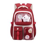 Générique Sac à dos scolaire élégant pour adolescentes grande capacité robuste adapté aux élèves primaires et compagnon idéal pour les journées d'étude et les aventures en plein air (Red, One Size)
