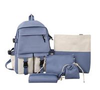 Générique Sac à dos scolaire léger pour filles, bicolore, ensemble de 5 pièces,Léger | Élégant | Bicolore | Durable | Spacieux | Ensemble de 5 pièces