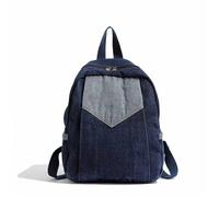 Générique sac a dos scolaire Sac à dos en jean brodé, couleur contrastée, tendance, for les déplacements, loisirs, voyages plein air(DEEP BLUE,Custom name)
