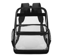 Générique Sac à dos scolaire transparent PVC grande capacité confidentialité idéal élèves (Black, One Size)