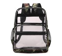 Générique Sac à dos scolaire transparent PVC grande capacité confidentialité idéal élèves (Camouflage, One Size)