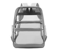 Générique Sac à dos scolaire transparent PVC grande capacité confidentialité idéal élèves (Grey, One Size)