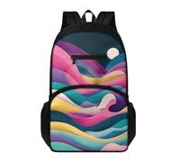 Générique Sac à Dos Violet Vert Jaune Lycee Ado Fille Garçon Scolaire Léger Cartable College Primaire Sac D'École Voyage, Pour Vie Scolaire et Vie Quotidienne