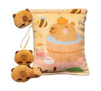 Générique Sac à Goûter - Peluche Animal Capybara Sac À Goûter - 4 Petites Poupées avec Oreiller Porte-Clés pour Garçons Filles Femmes Étudiants D'âge Préscolaire École Voyage