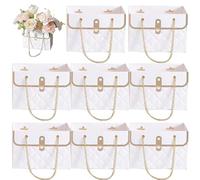 Générique Sac À Main, 4/8 Pièces Boîte En Papier Pour Bouquet, Boîtes Rectangulaires Pour Composition Florale, Emballage, Sac Cadeau Floral Imperméable Avec Longues Anses, 15x10.5x10cm