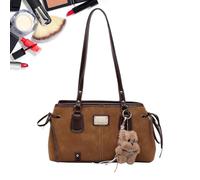 Générique Sac à main bandoulière | Sac à main style vintage simili cuir avec pompon doux | épaule tendance - Pour Travail École Courses Trajet Voyage W nd Sortie Femmes Filles