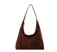 Générique Sac à Main en Daim Marron pour Femmes, Grand Sac Croissant à Bandoulière, Hobo Slouch (Café)